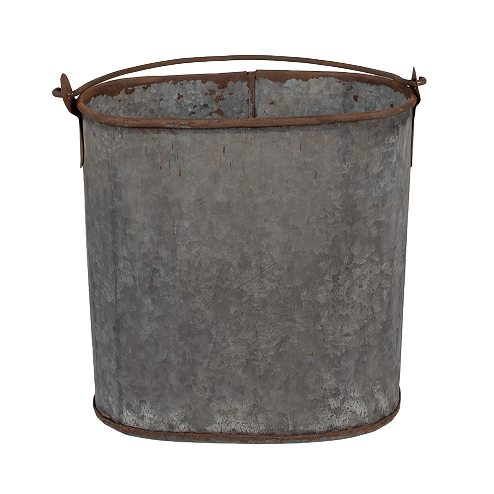 [6UNY0017] Deko Eimer Grau 24x14x28 cm