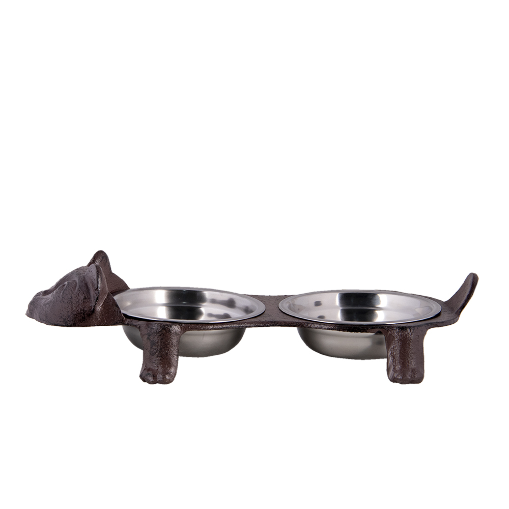 [6Y4324] Ciotola per Gatti Marrone 42x18x8 cm / 2x350 ml