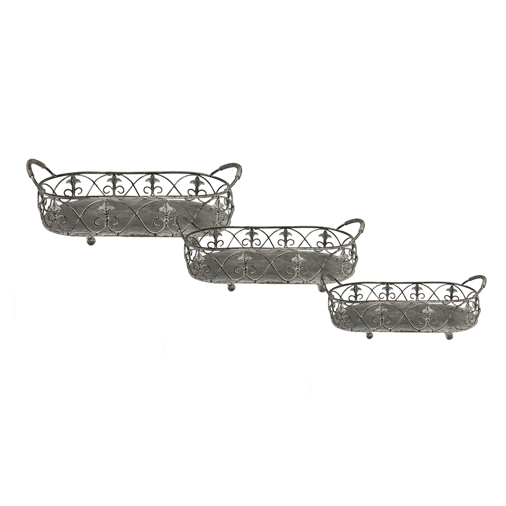 [6Y4849] Ijzeren mand (3) 55x25x16 / 48x22x14 / 41x18x12 cm