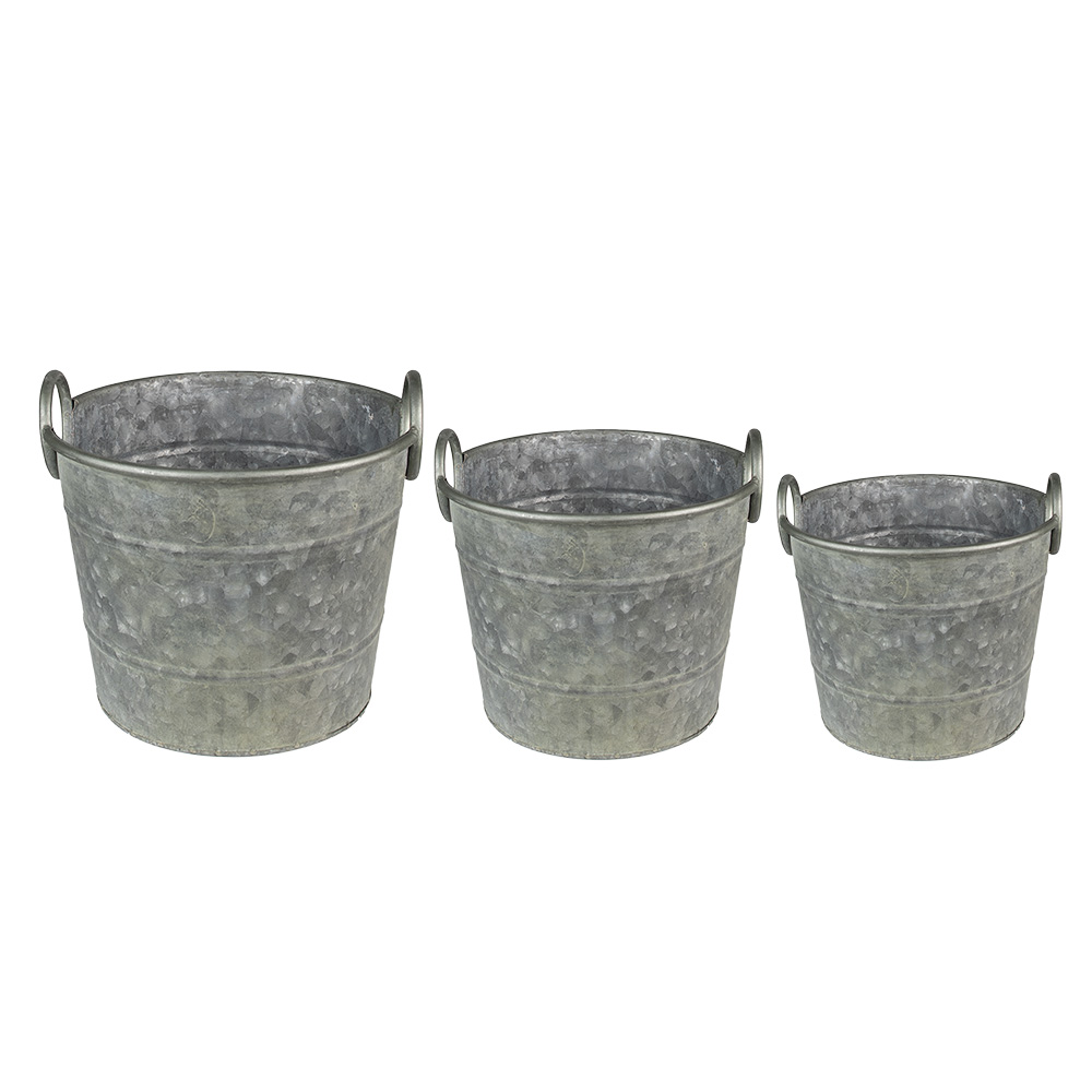 [6Y4878] Decoratie planthouder (3) Ø 32x25 / Ø 29x23 / Ø 26x21 cm