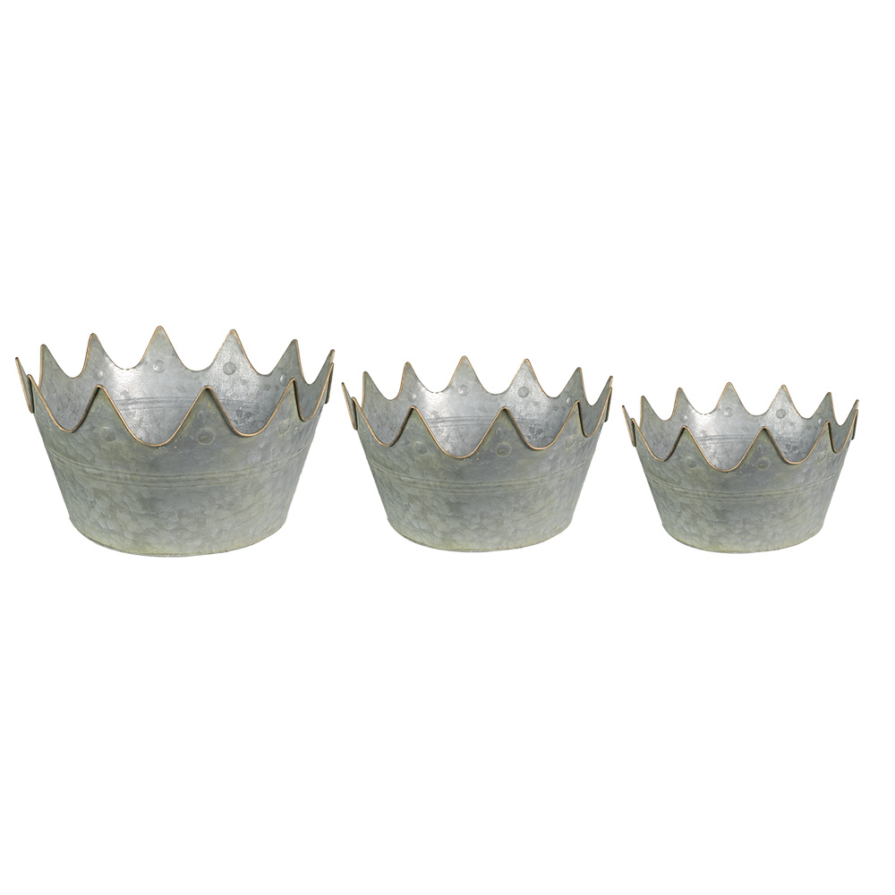 [6Y4879] Decoratie planthouder (3) Ø 43x21 / Ø 40x20 / Ø 33x18 cm