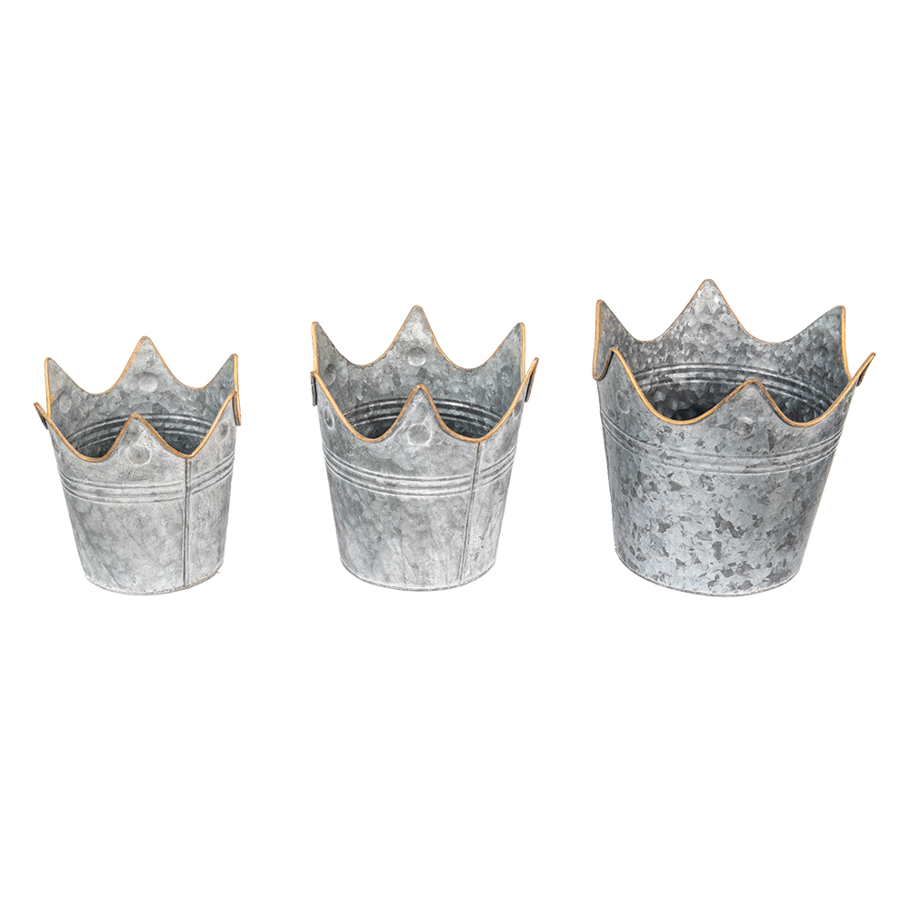 [6Y4881] Decoratie planthouder (3) Ø 24x22 / Ø 21x19 / Ø 19x17 cm