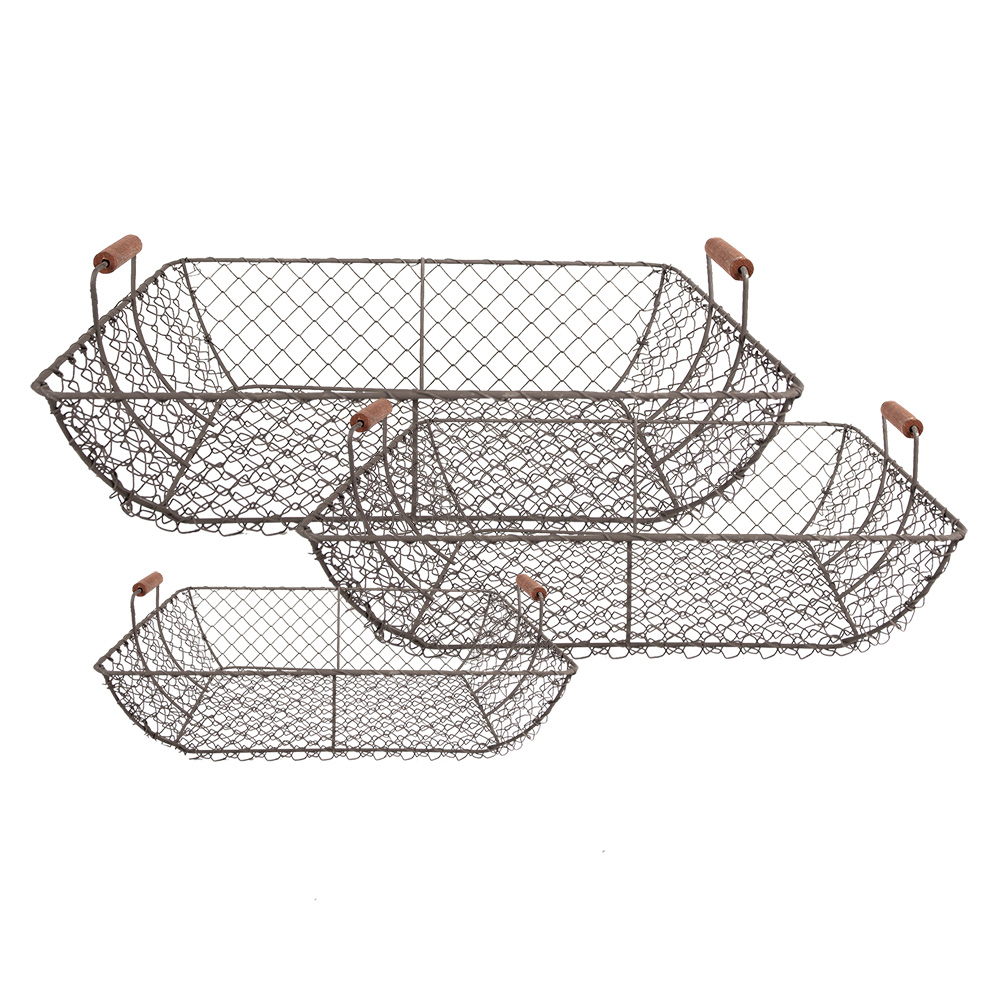 [6Y5522] Manden (3) 40x34x10/15 / 36x30x9/14 / 32x26x8/13 cm