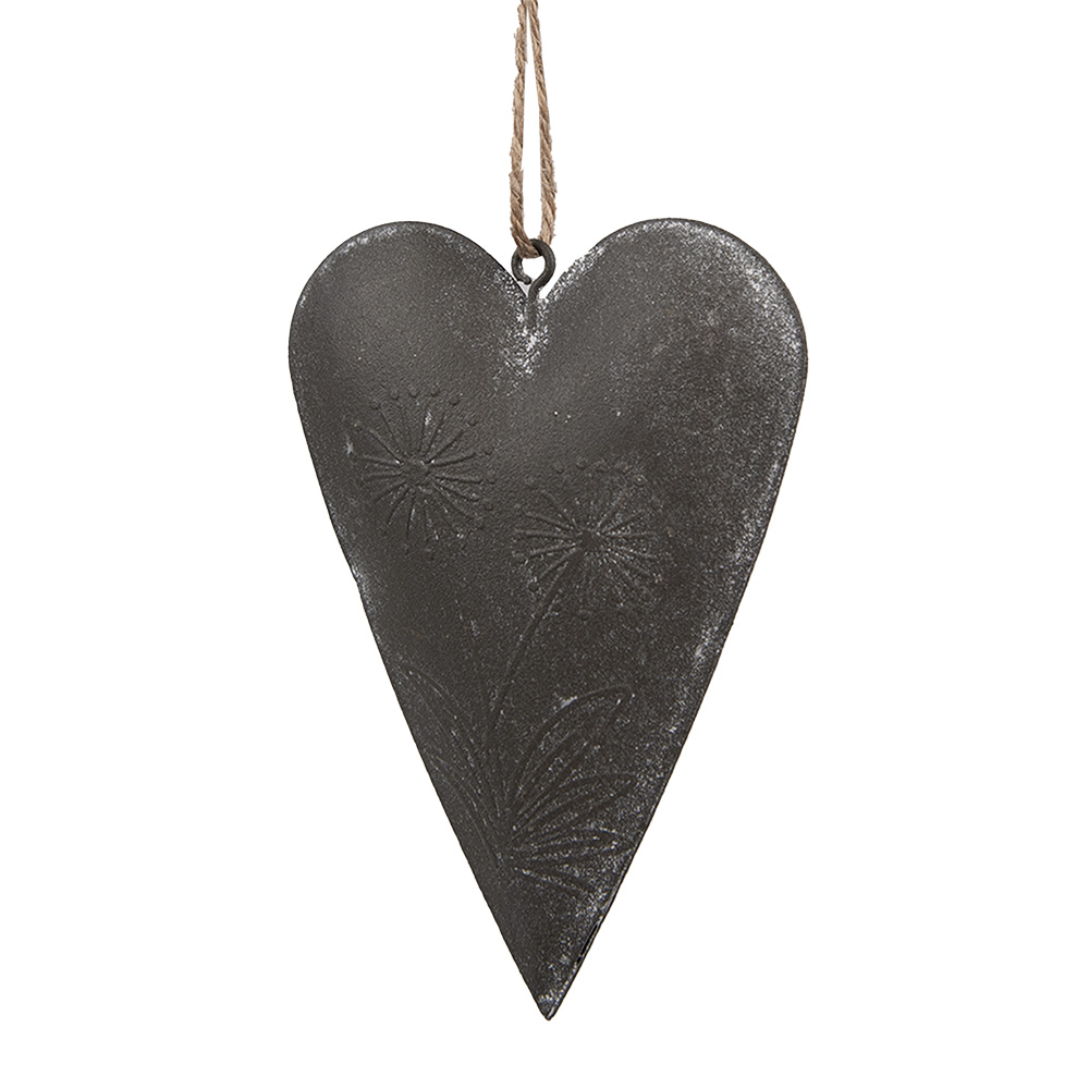 [6Y5570] Décoration pendentif coeur Gris 11x2x8 cm