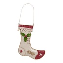 Décoration murale Chaussette de Noël Beige Rouge  23x2x28 cm