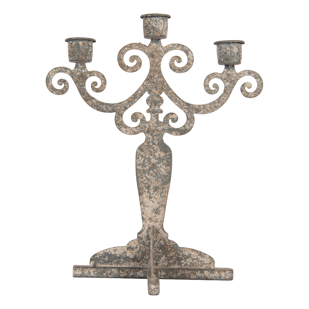 [6Y5822] Candle Holder Grey Beige 21x15x25 cm