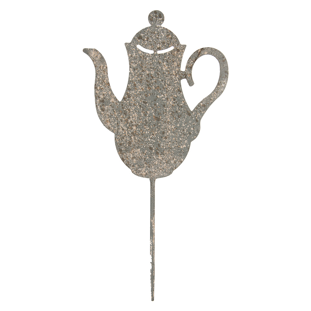[6Y5828] Decorative Garden Stake Teapot Grey Beige 20x1x40 cm