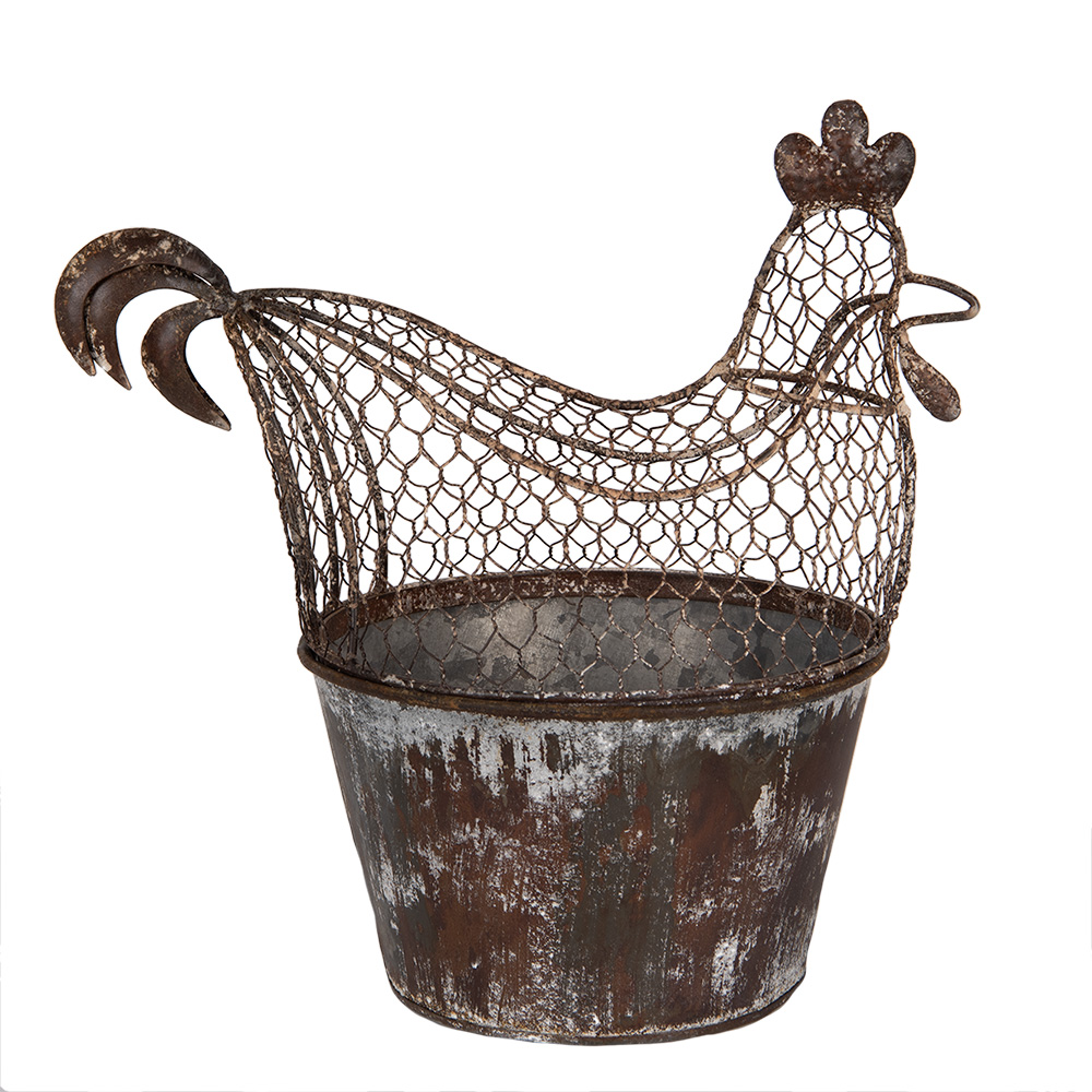[6Y5850] Decoration Chicken Brown Grey 39x39x25 cm