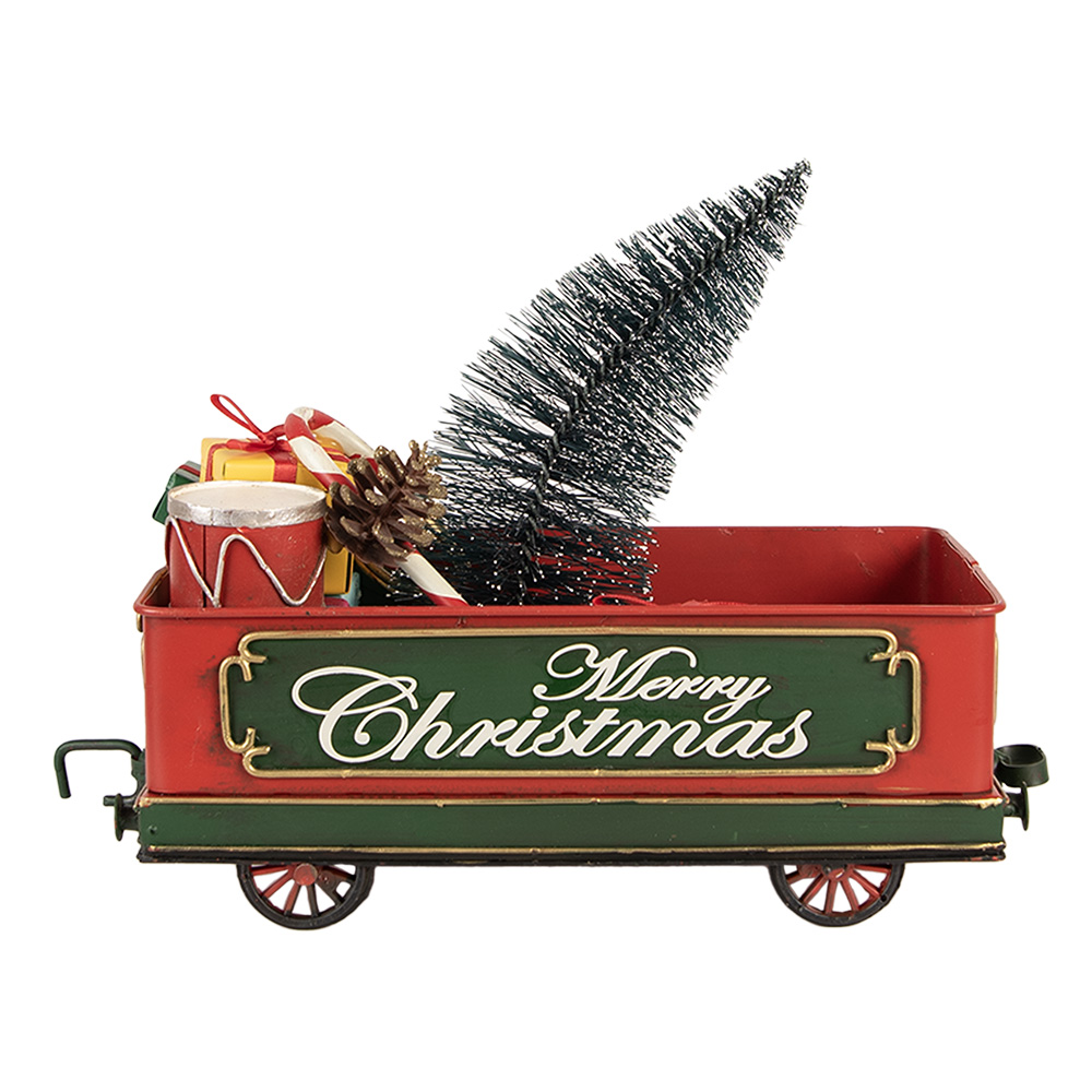Décoration de Noël Wagon de train Rouge Vert 31x15x25 cm