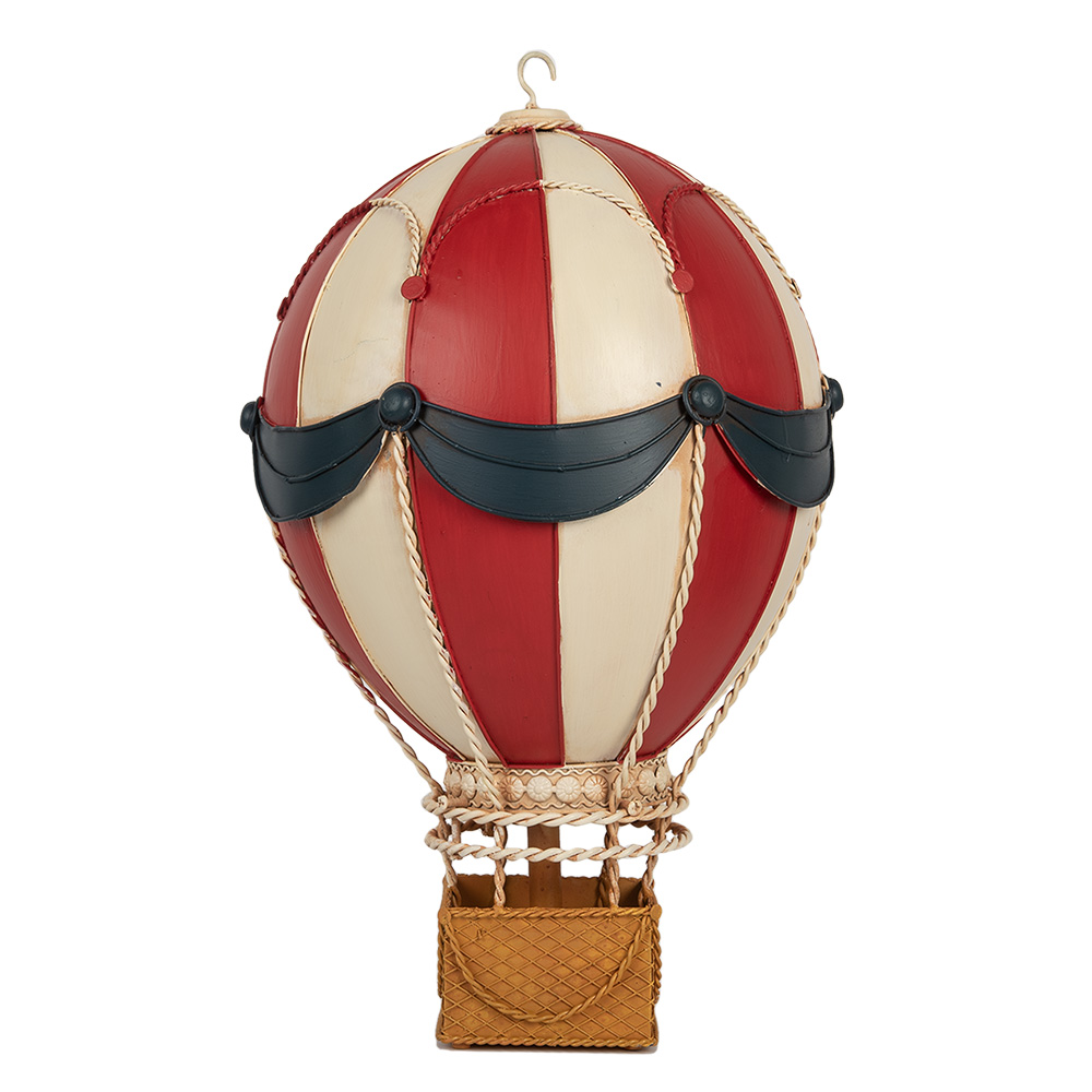 [6Y5874] Decorazione mongolfiera Rosso Bianco Ø 26x42 cm