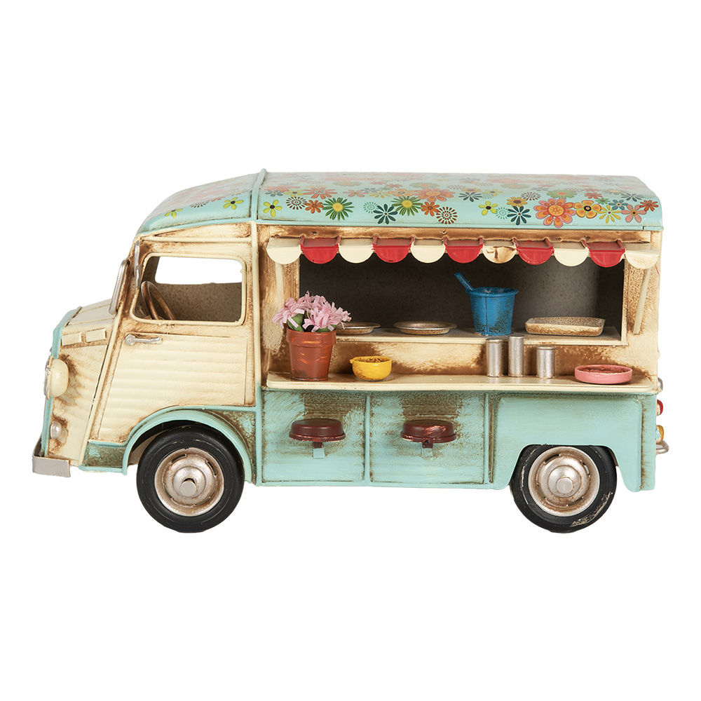 [6Y5877] Decoration Model Foodtruck Beige Blue 26x14x14 cm