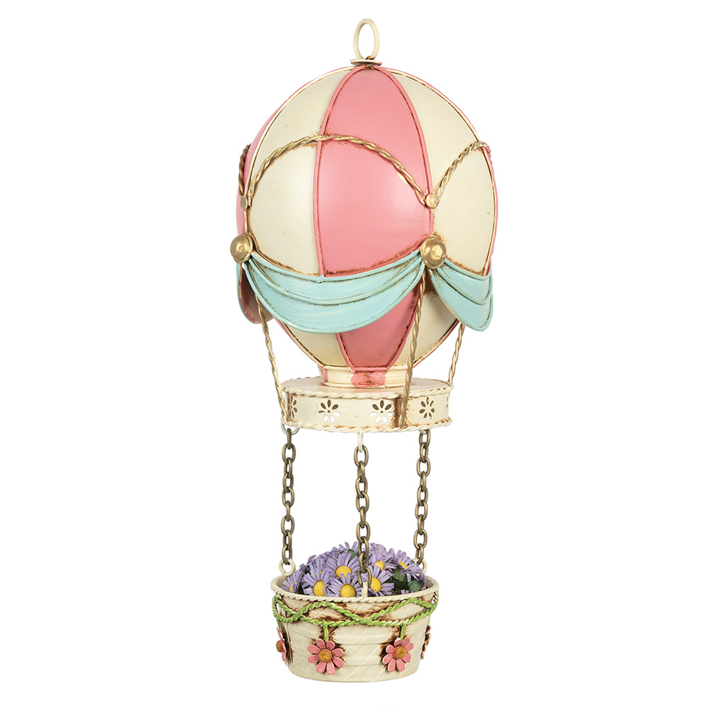 [6Y5878] Decorazione mongolfiera Rosa Beige Ø 14x29 cm