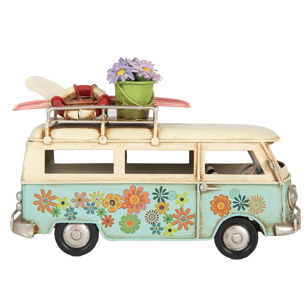 [6Y5880] Modell Bus Blau Beige 17x7x11 cm
