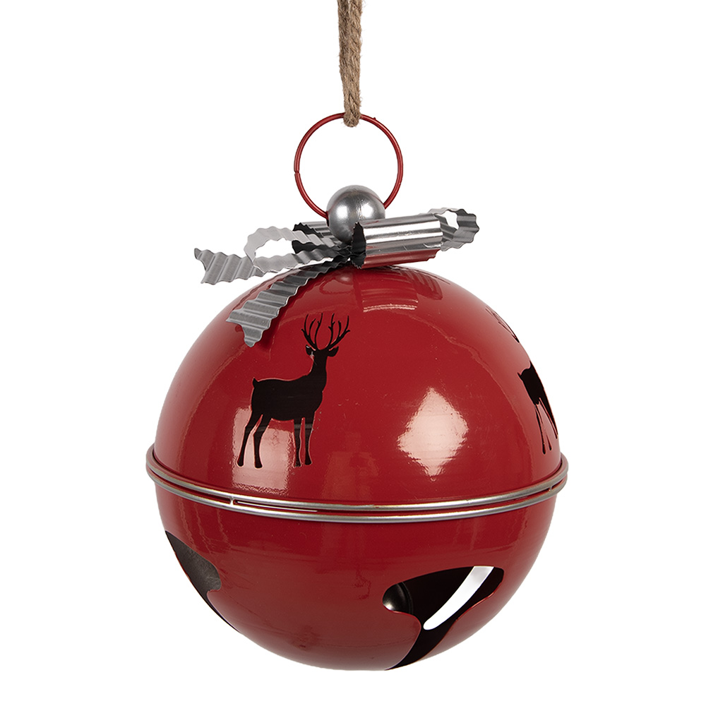 [6Y5902] Decorazione Campana Rosso Color argento Ø 24x28 cm