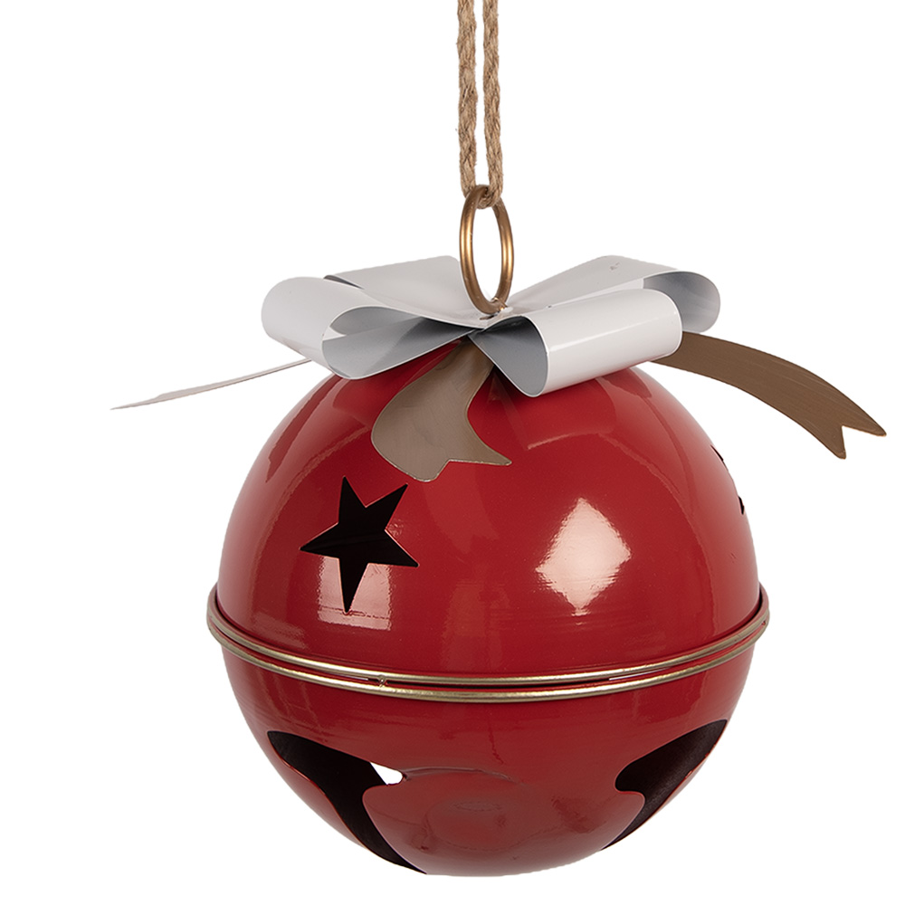 [6Y5905] Decorazione Campana Rosso Bianco Ø 25x30 cm