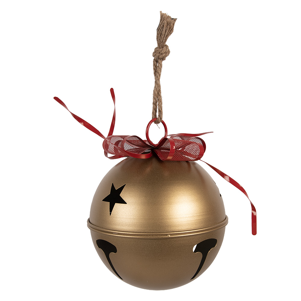 [6Y5907] Decorazione Campana Color oro Rosso Ø 24x30 cm