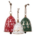 Decoration Bells (set 3) Red Green White Ø 32x43 / Ø 28x35 / Ø 23x28 cm