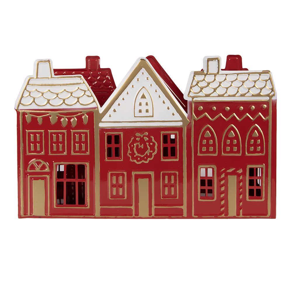 [6Y5919] Tealight Holder Red White 38x13x25 cm