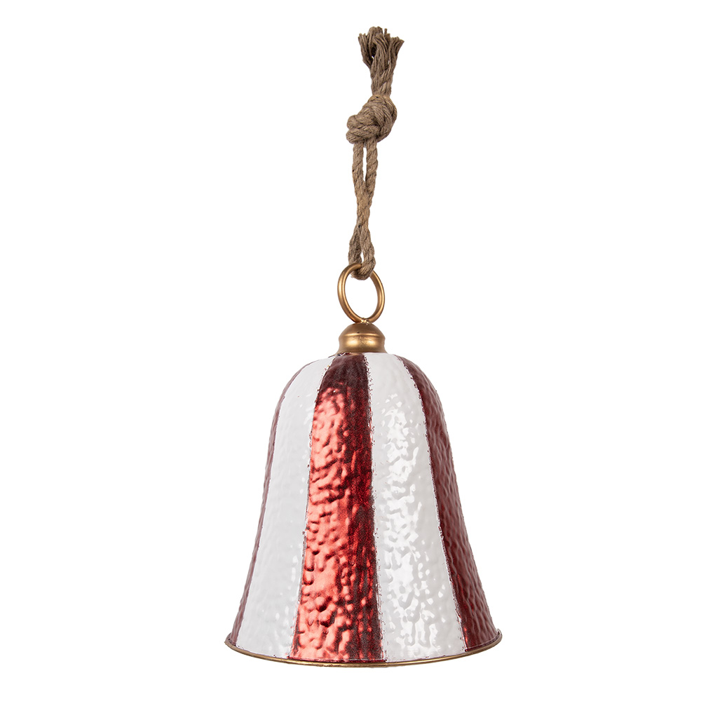[6Y5925] Décoration Cloche Rouge Blanc Ø 28x39 cm