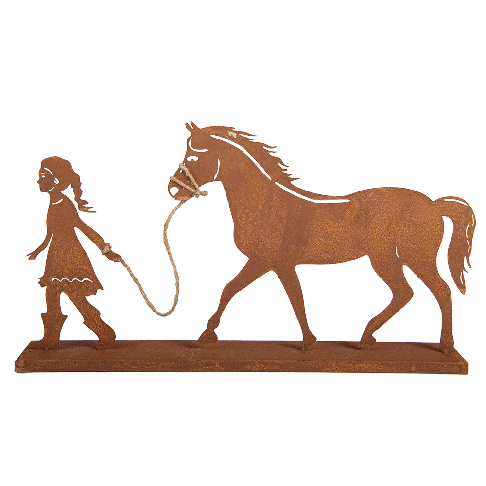 [6Y5929] Decoratie kind met paard 42x7x22 cm