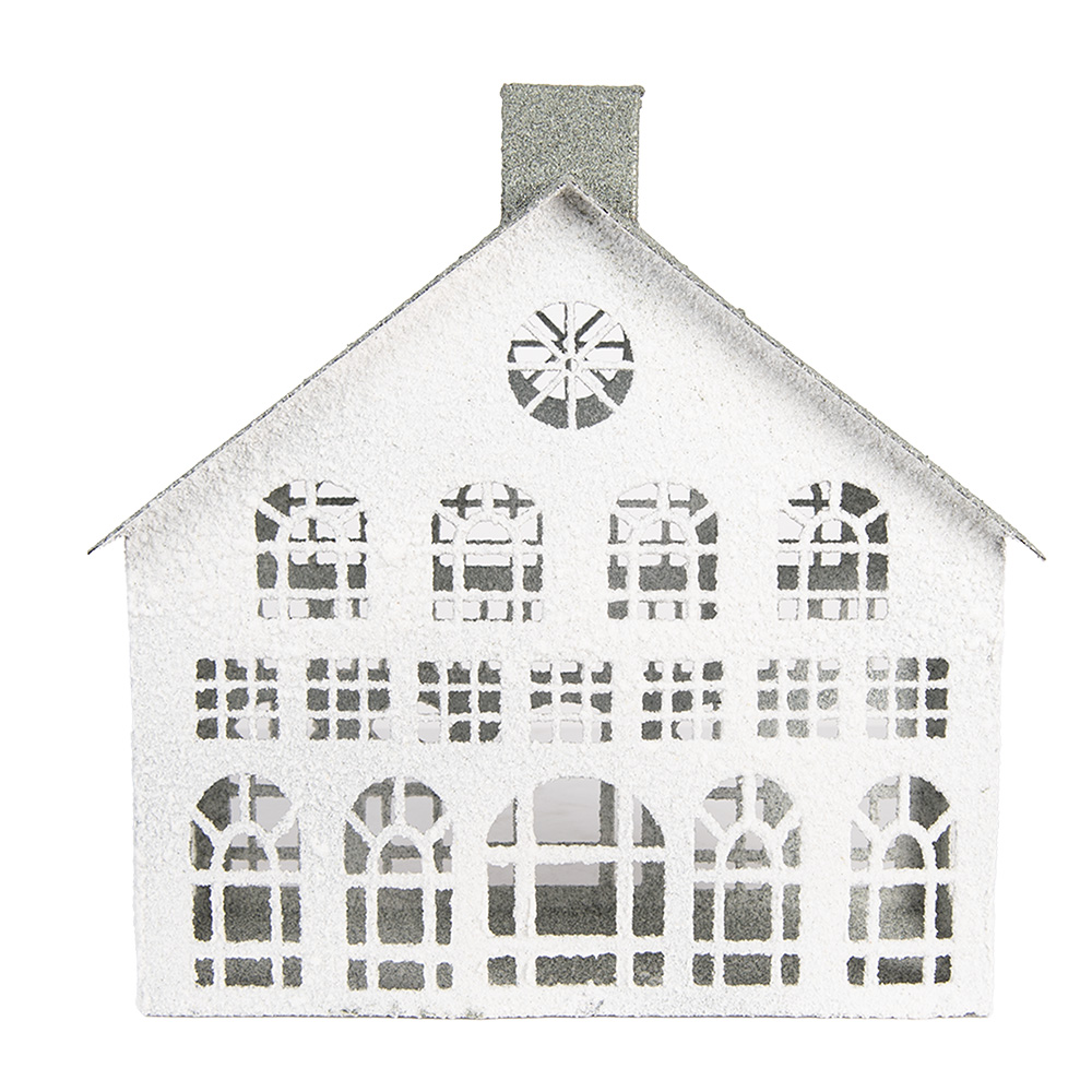 [6Y5931] Dekoration Haus Weiß Grau 34x16x34 cm