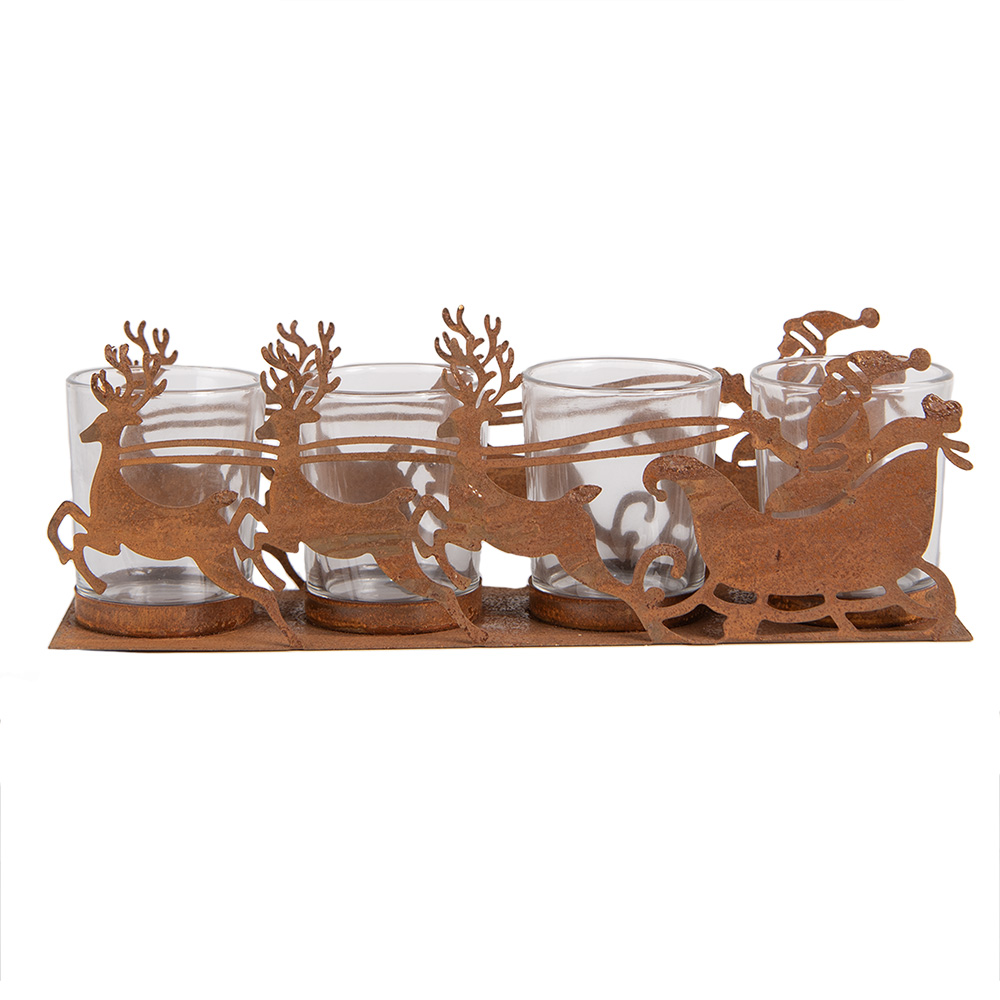 Waxinelichthouder kerstslee 25x8x8 cm