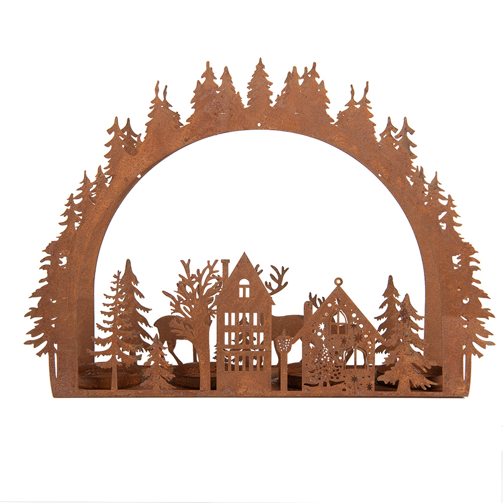 Waxinelichthouder Kersttafereel 32x9x23 cm