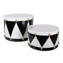 Décoration Tambour Blanc Noir (set 2) Ø 37x26 / Ø 32x17 cm