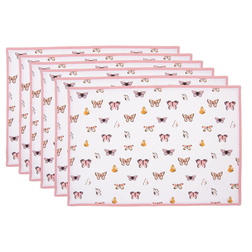 [BPD40] Placemats Set of 6 Beige Pink 48x33 cm