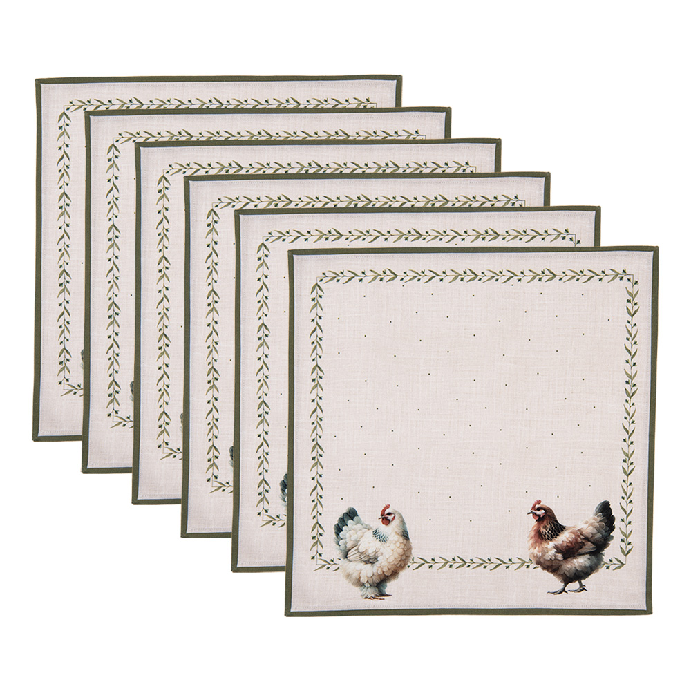 [BYC43] Tovaglioli in cotone set da 6 Beige Marrone 40x40 cm