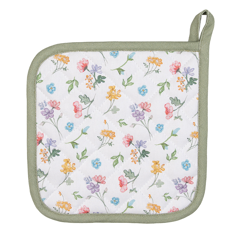 [CFL45] Pot Holder White, Green 20x20 cm