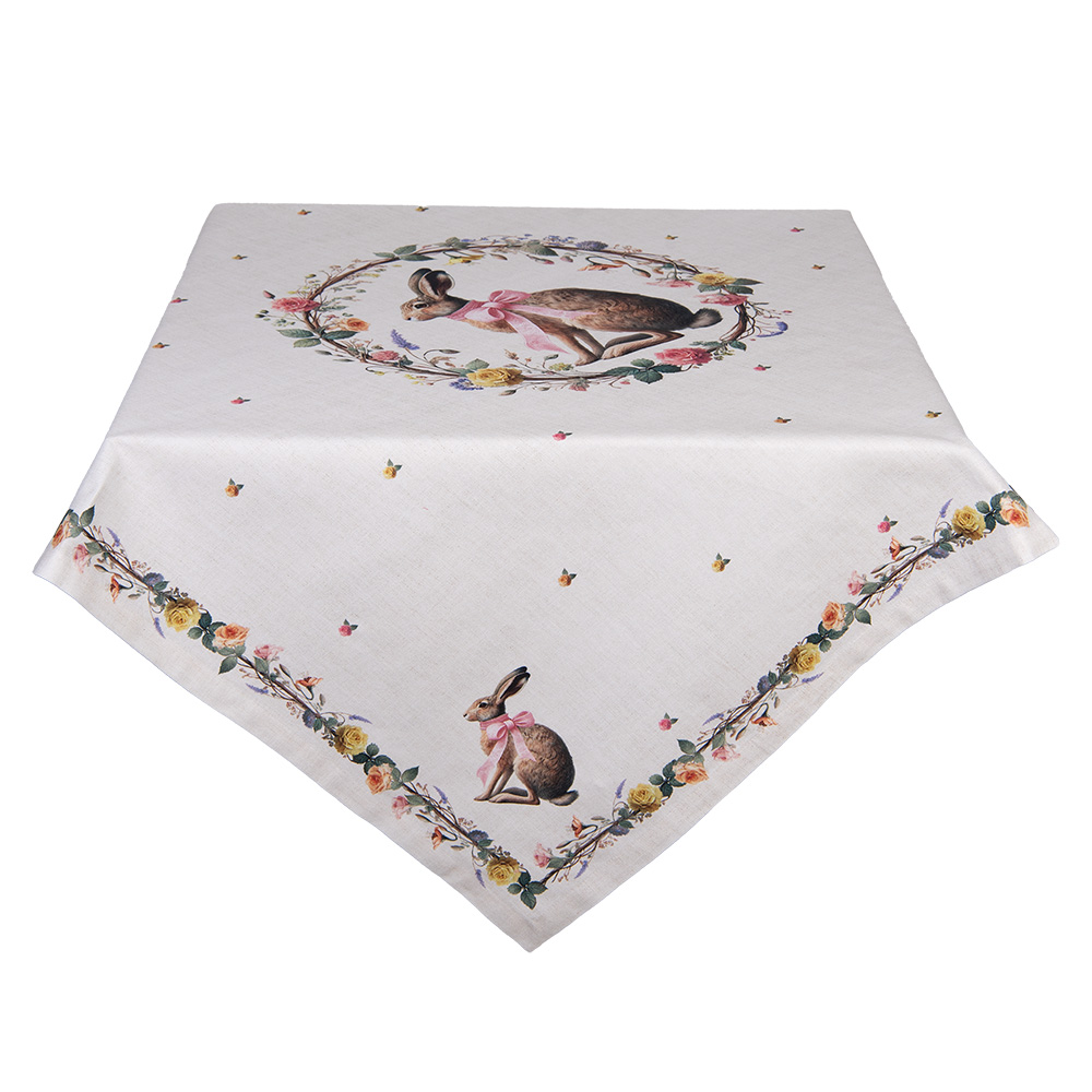 [EWC01] Square Tablecloth Beige Brown 100x100 cm