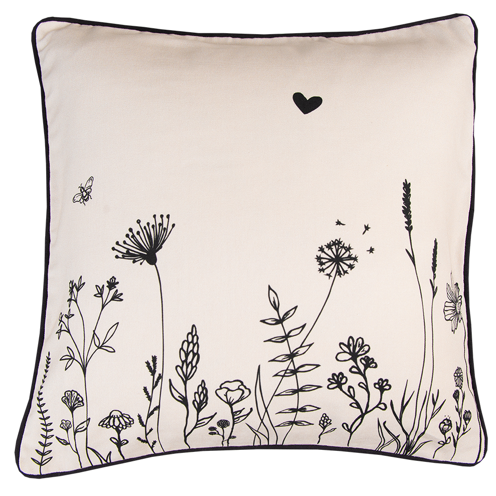 [FAF21] Housse de coussin Beige Noir 40x40 cm