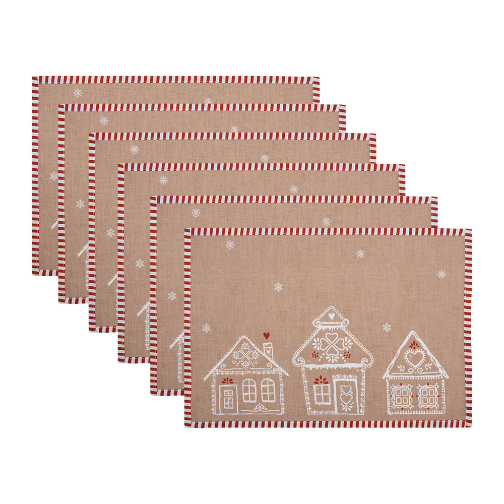 [GBB40] Sets de table set de 6 Marron Blanc 48x33 cm