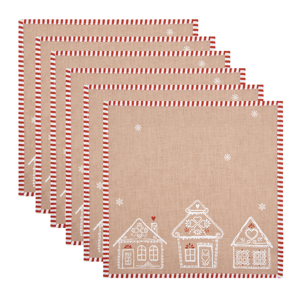 Servietten Baumwolle 6er Set Braun Weiß 40x40 cm