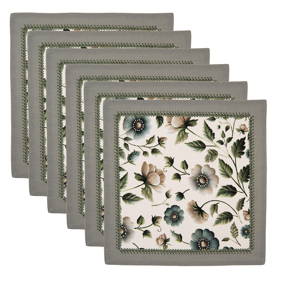 [GTB43] Servietten Baumwolle 6er Set Beige Grün 40x40 cm