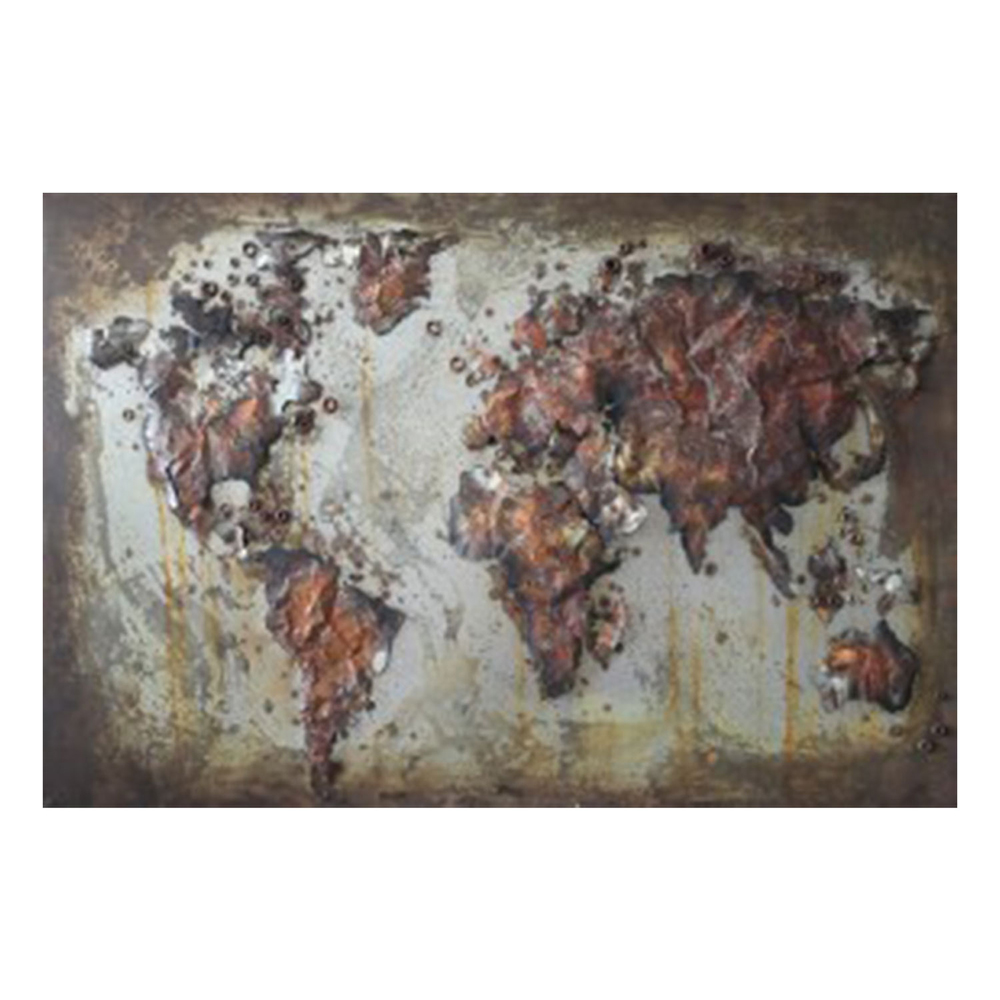 Wanddecoratie Wereldkaart 120x4x80 cm