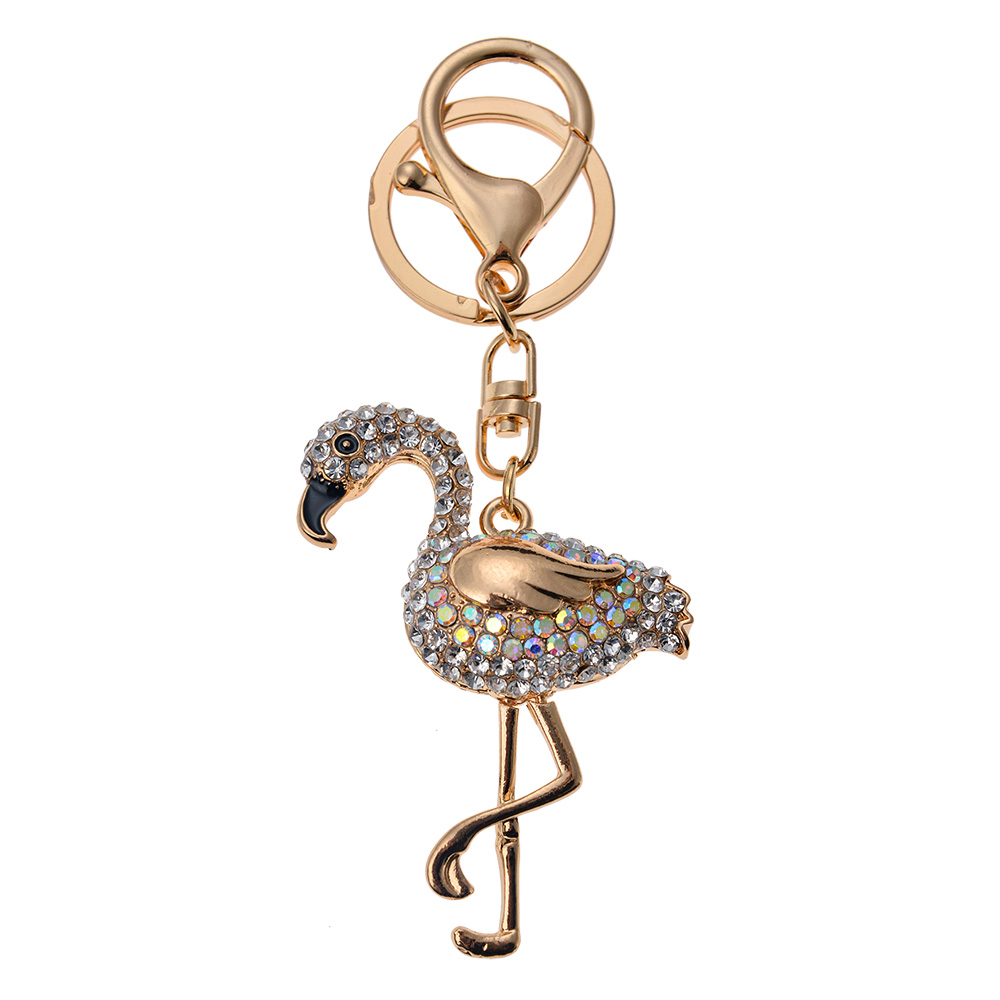 [JZKC0081] Sleutelhanger flamingo wit
