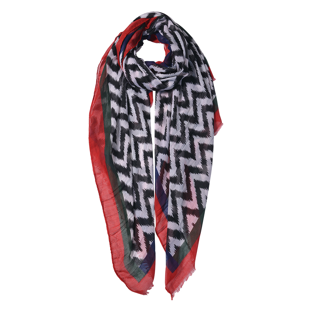 [JZSC0525R] Foulard Donna stampato Rosso 90x180 cm