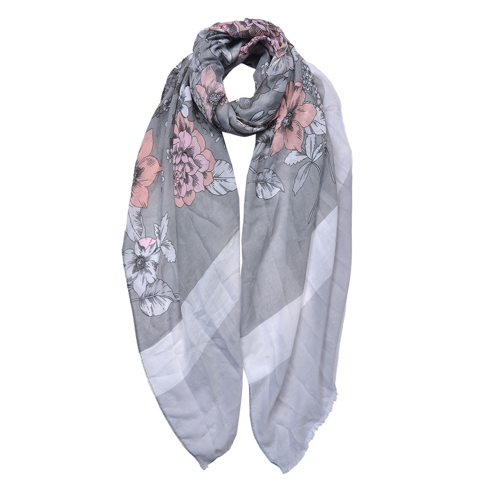 [JZSC0684G] Foulard Donna stampato Grigio 85x180 cm
