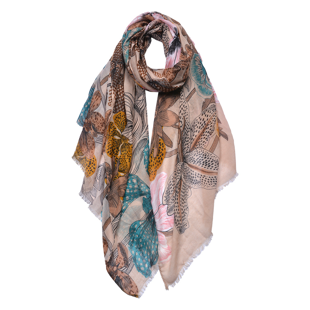 [JZSC0687Y] Schal Damen Muster Gelb 85x180 cm