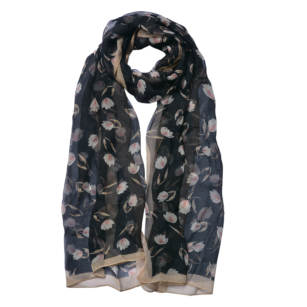 [JZSC0717Z] Schal Damen Muster Schwarz 50x160 cm