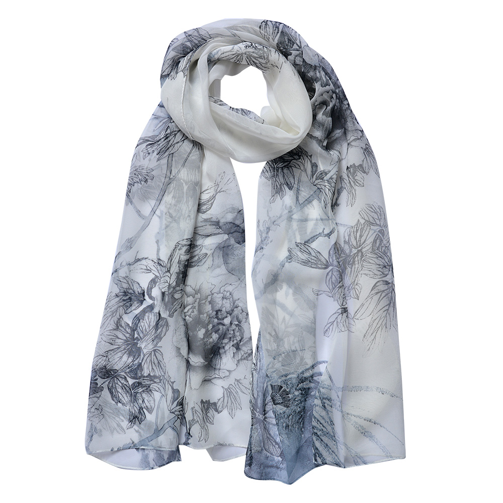 [JZSC0723G] Schal Damen Muster Grau 50x160 cm