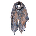 Schal Damen Muster Orange Blau 90x180 cm