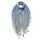 Echarpe femmes Impirmée Bleu Vert Beige 90x180 cm