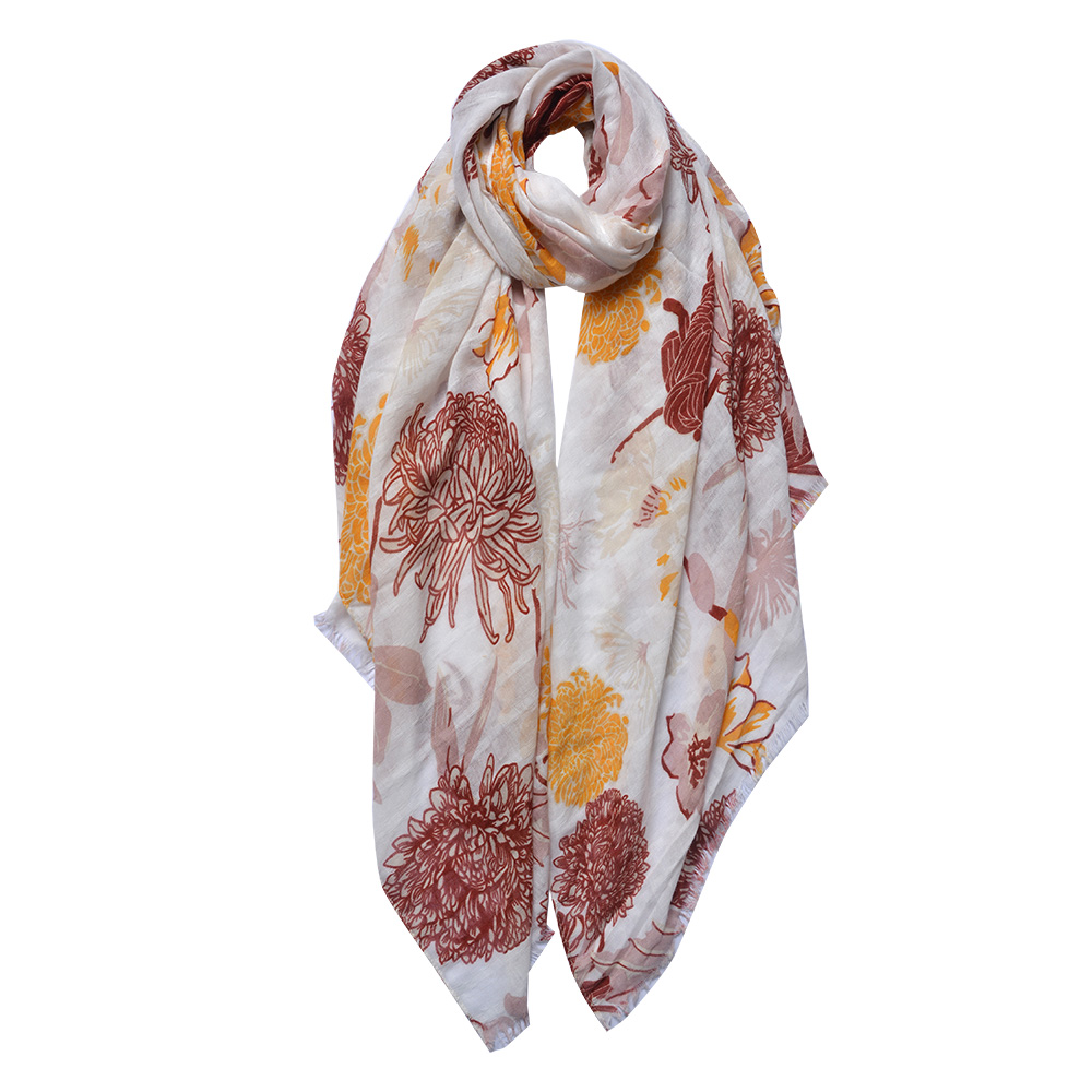 [JZSC0738] Foulard Donna Stampato Rosso Bianco 90x180 cm
