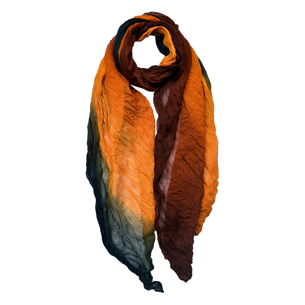 [JZSC0760] Scarf Women Print Green, Brown, Yellow 90x180 cm