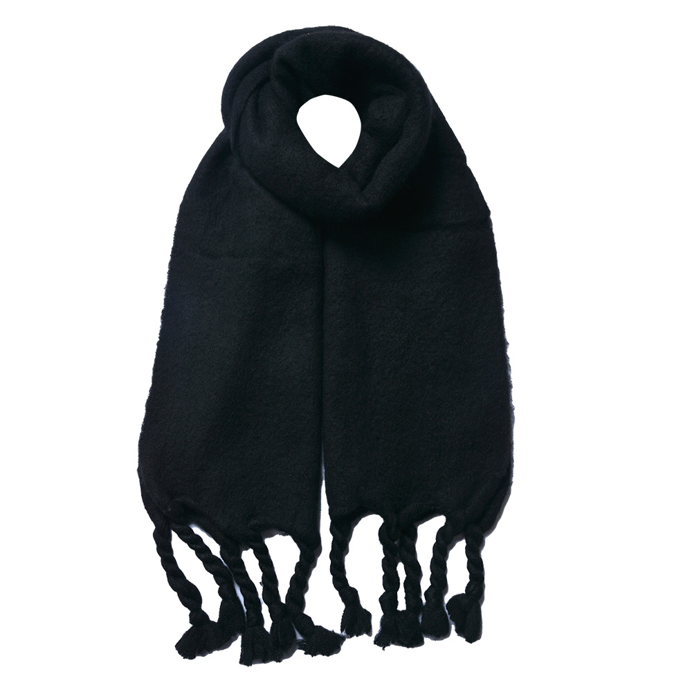 [JZSC0790Z] Scarf Women Black 40x200 cm
