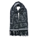 Schal Damen Muster Schwarz 65x180 cm