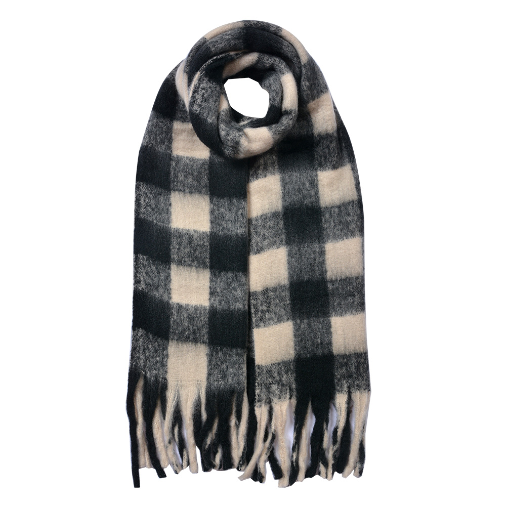[JZSC0819Z] Schal Damen Schwarz Beige 39x200 cm
